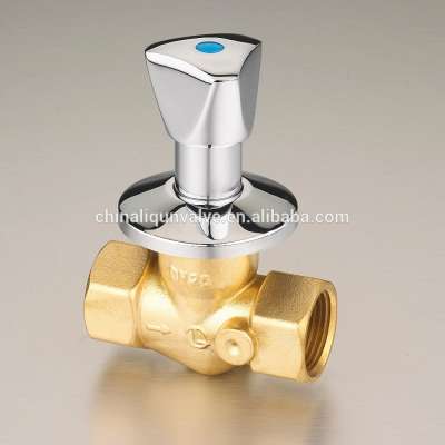 1/2"-1" Brass stop Valve(Through Shut-Off Valve) Polishing Surface Metal Handle With Drain Valve