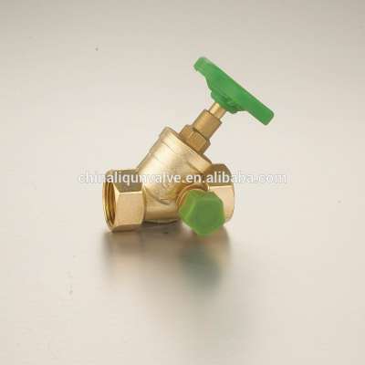 3/8"-4"Brass STOP Valve(Y-Body Valve) Polishing Surface Plastic Handle Straight-Flow With Drain Valve