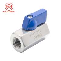 FxF, FxM and MxM 1/4" to 1" SS 316 (CF8M) Stainless Steel MINI Ball Valve, 1000 PSI (WOG)